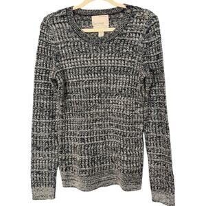 Banana Republic Heritage Waffle-Knit Sweater Womens M Black & White Italian Yarn